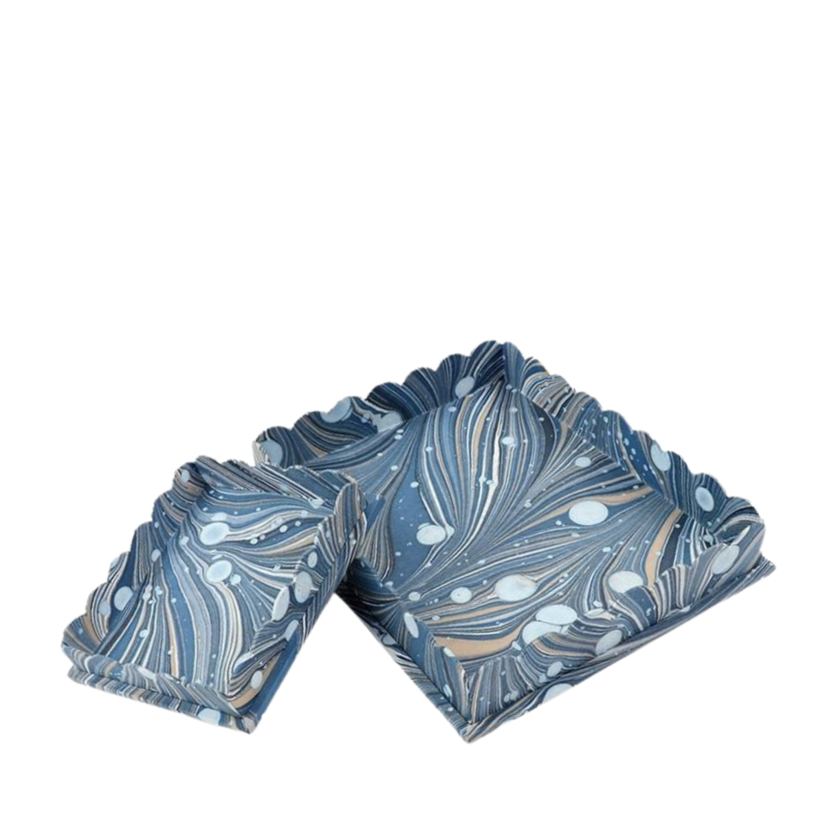 Hayes Marbled Trays, Set of 2, Blue Splatter